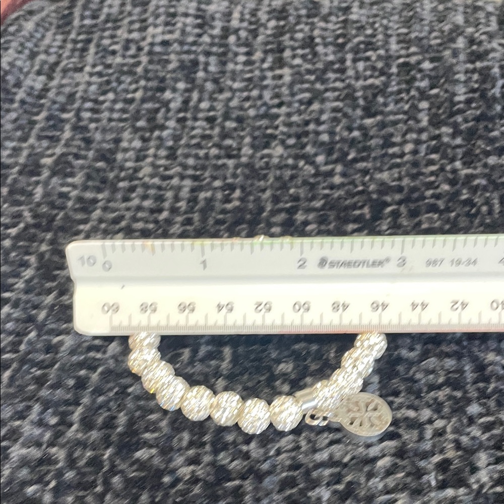Rustic Cuff White Beaded Bracelet with Silver Charm - Picture 4 of 5